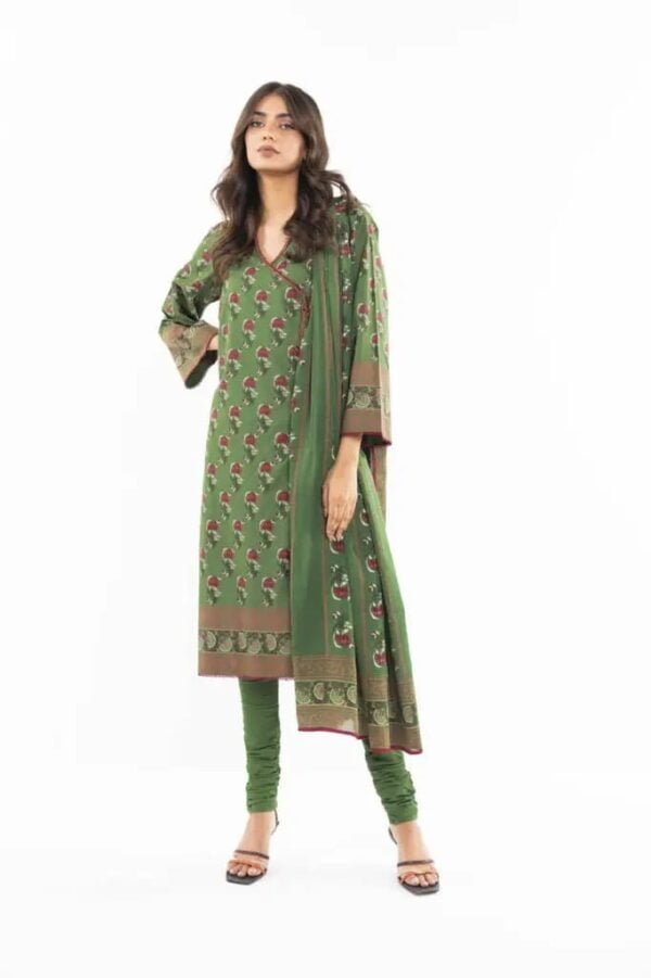 ALKARAM 3 Piece Unstitched Lawn Net Dupatta - Green