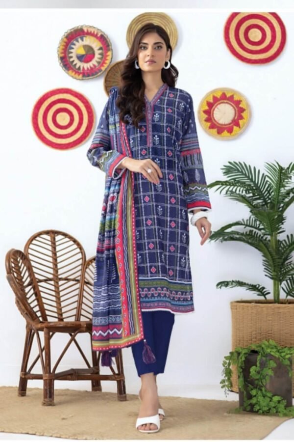 Lakhany Zari - 3 Pc Unstitched Printed Lawn