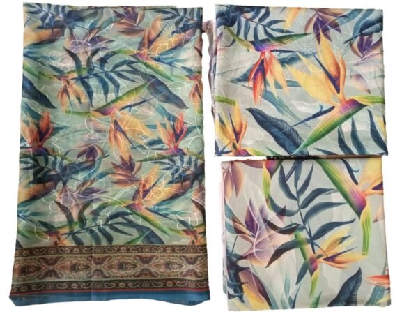 3pc Swiss Lawn Chickenkari - Embroidery Chiffon Dupatta